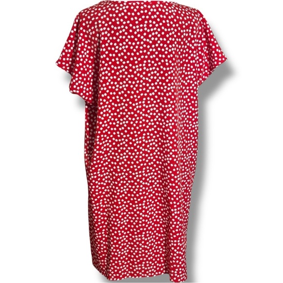 Shein Vibrant Red & White Floral Ditsy Print Front Cutout Lightweight Mini Dress - Picture 5 of 16